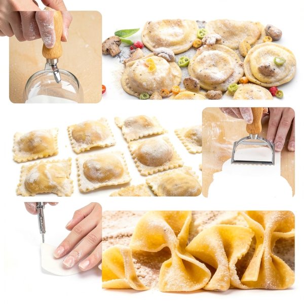 Manual Pasta Maker DigNew 13‑Piece Wood & Metal Kit-4