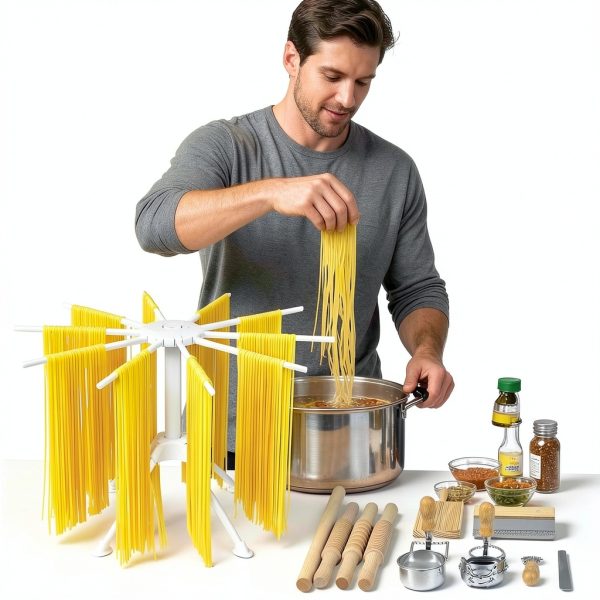 Manual Pasta Maker DigNew 13‑Piece Wood & Metal Kit-6