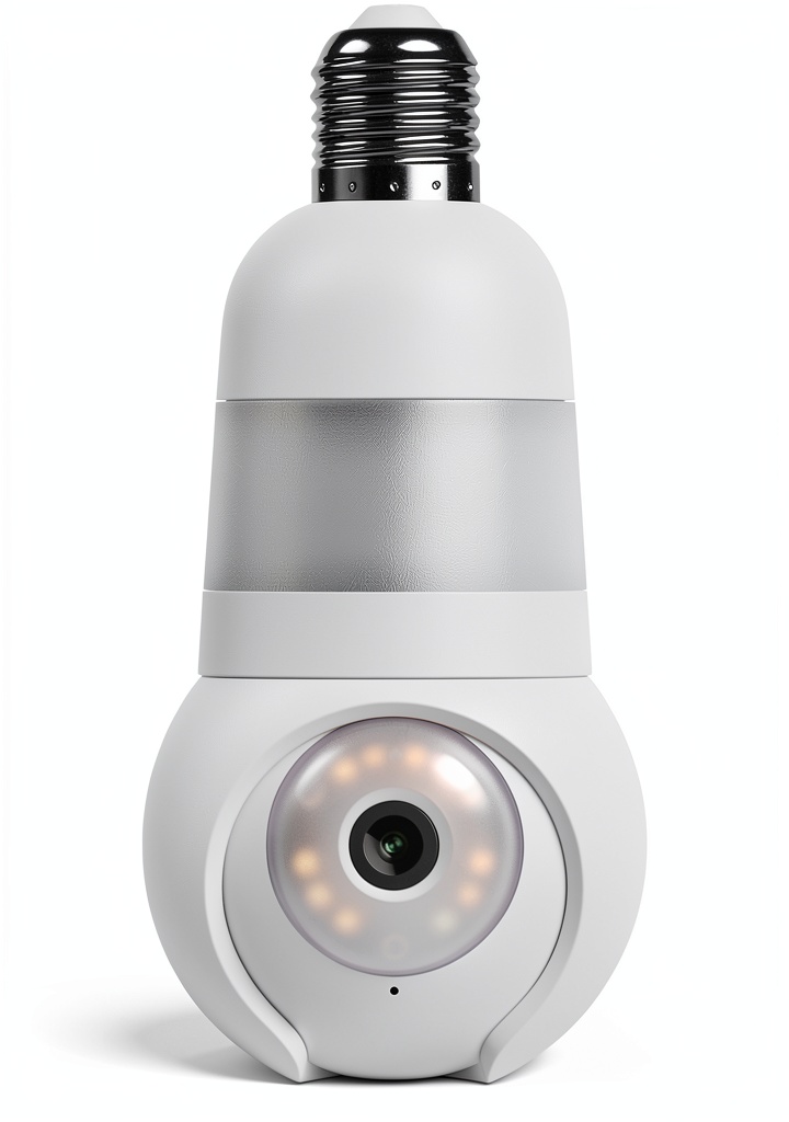 Installing Luna Home 2K Smart Light Bulb Camera White on a wooden desk