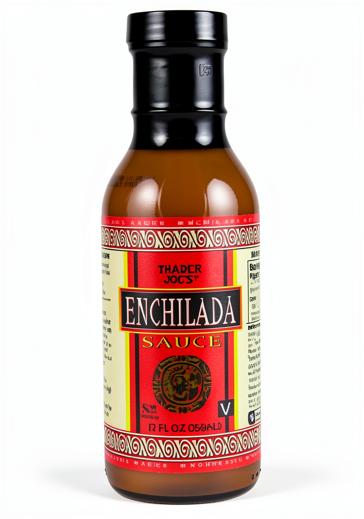 'Trader Joe's Enchilada Sauce bottles on a kitchen counter'