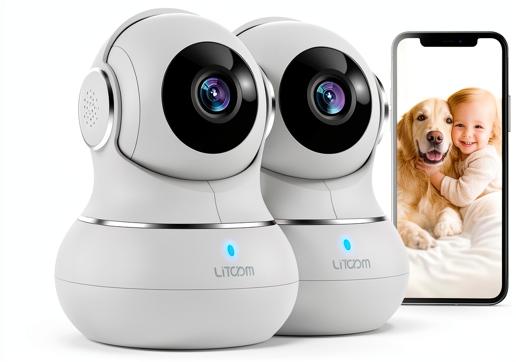 Installing Litokam Indoor Camera 360° Dome 2K White on a wooden desk