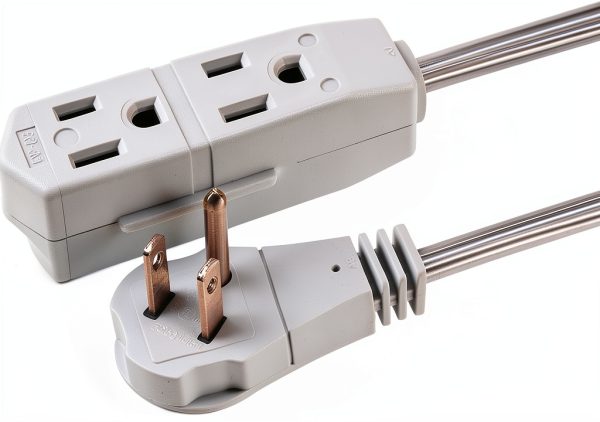 GE 3-Outlet Flat Extension Cord 8 Ft Grounded White Power Strip-5