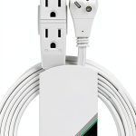 GE 3-Outlet Flat Extension Cord 8 Ft Grounded White Power Strip-0