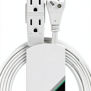 GE 3-Outlet Flat Extension Cord 8 Ft Grounded White Power Strip-0