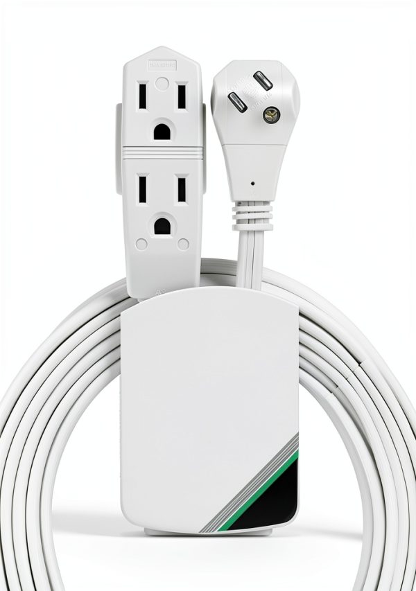 GE 3-Outlet Flat Extension Cord 8 Ft Grounded White Power Strip-0