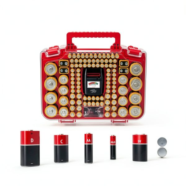 Ontel Battery Daddy Smart - Battery Organizer Storage Case with Tester, Stores & Protects Up to 150 Batteries, Clear Locking Lid, As Seen On TV, Smart - 150 Batteries (BADAS-MC4)-1